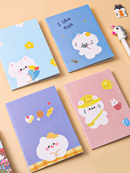 4pcs/set Random Cute Colorful Cartoon Notepad Notebook 16 Pages Each