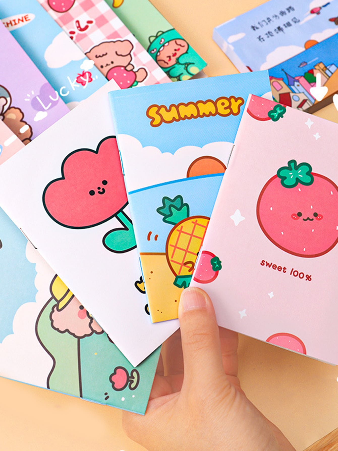 4pcs/set Random Cute Colorful Cartoon Notepad Notebook 16 Pages Each