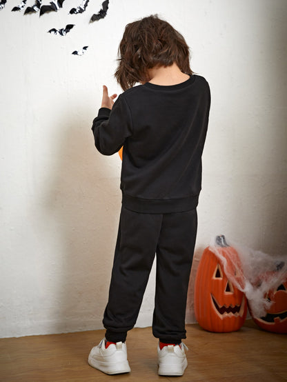 Toddler Boys Skeleton Graphic Pullover Sweatpants Set, Halloween kinds wear