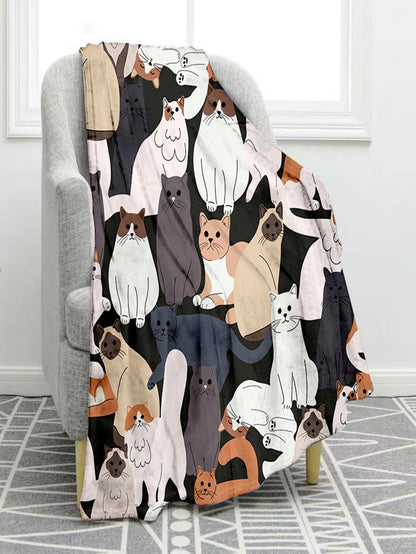 1pc Cartoon Cat Pattern Blanket