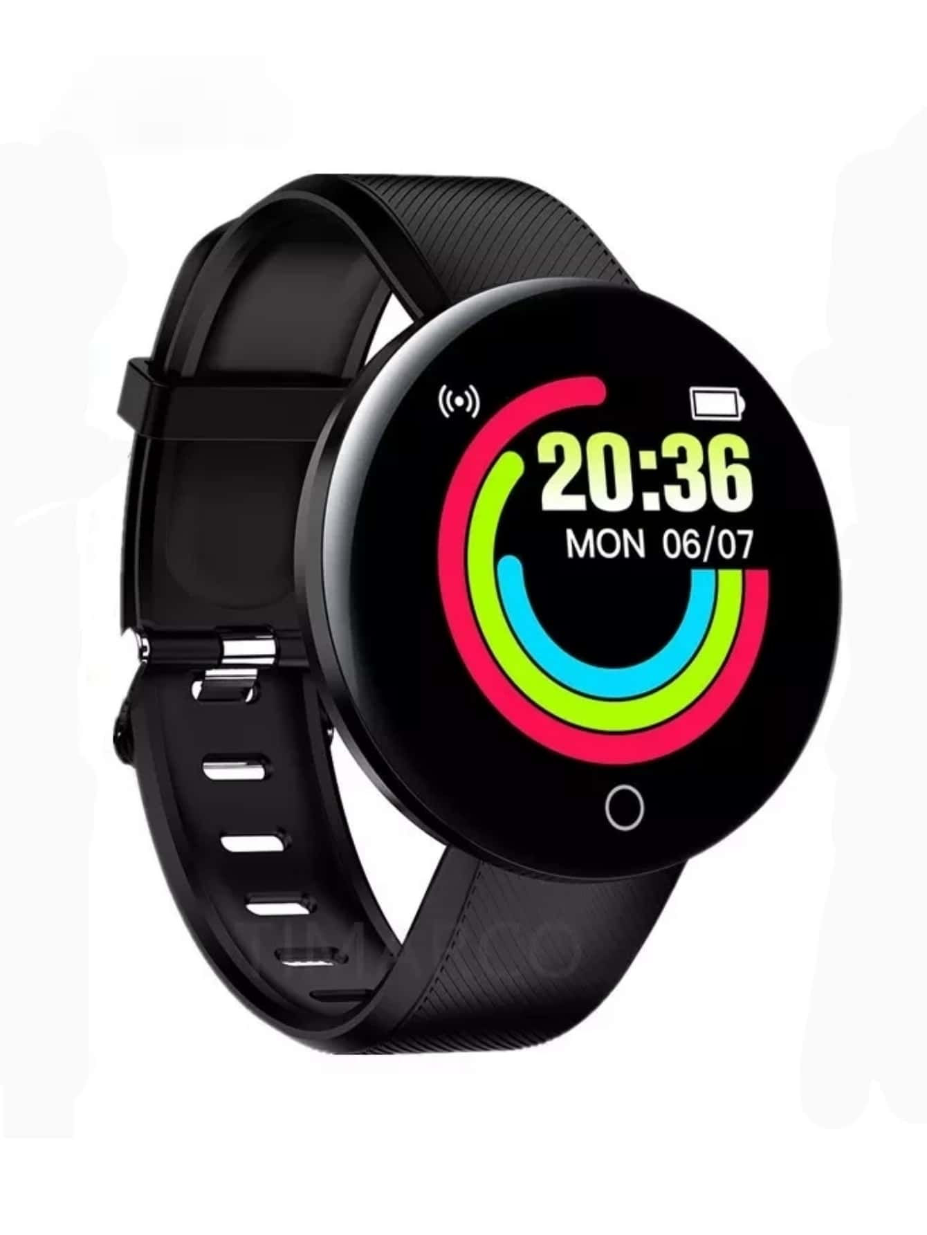 1pc Black Silicone Strap Sporty Heart Rate Monitoring And Weather Multi-function Round Smart Watch, Compatible With Androids IOS iphone