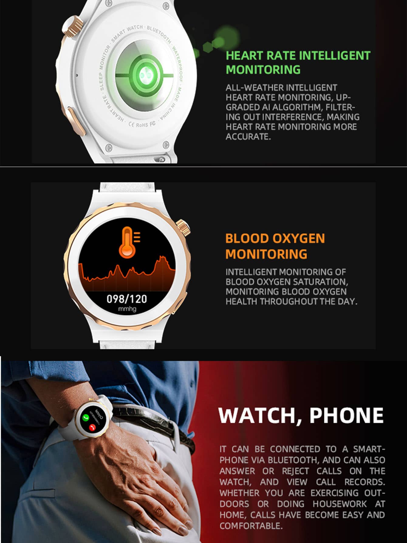 1pc White PU Polyurethane Strap Tft1.32 Smart Watch With Multifunctional Round Dial For Heart Rate Monitoring And Sleep Tracking, Compatible With Androids iphone.