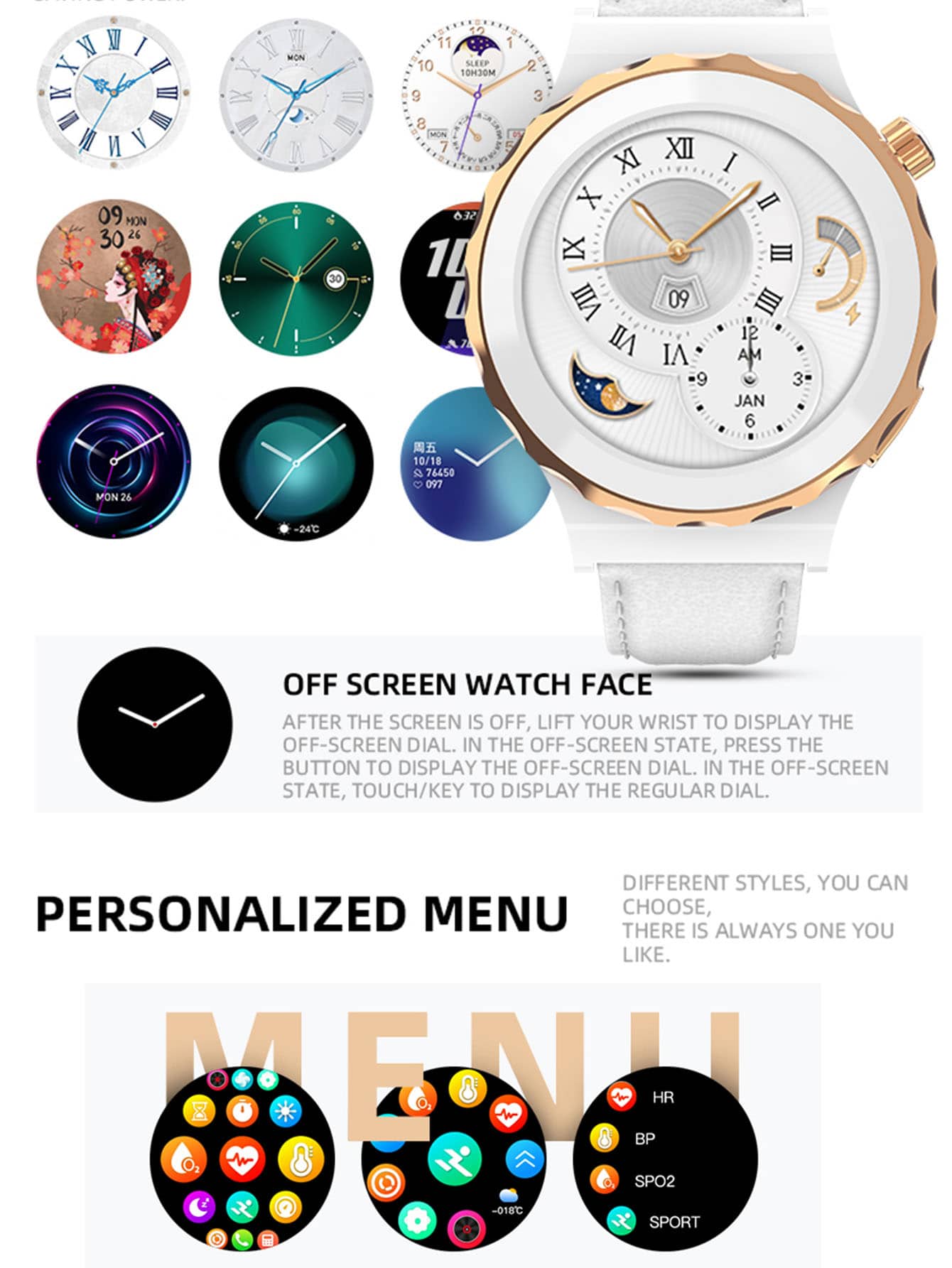 1pc White PU Polyurethane Strap Tft1.32 Smart Watch With Multifunctional Round Dial For Heart Rate Monitoring And Sleep Tracking, Compatible With Androids iphone.