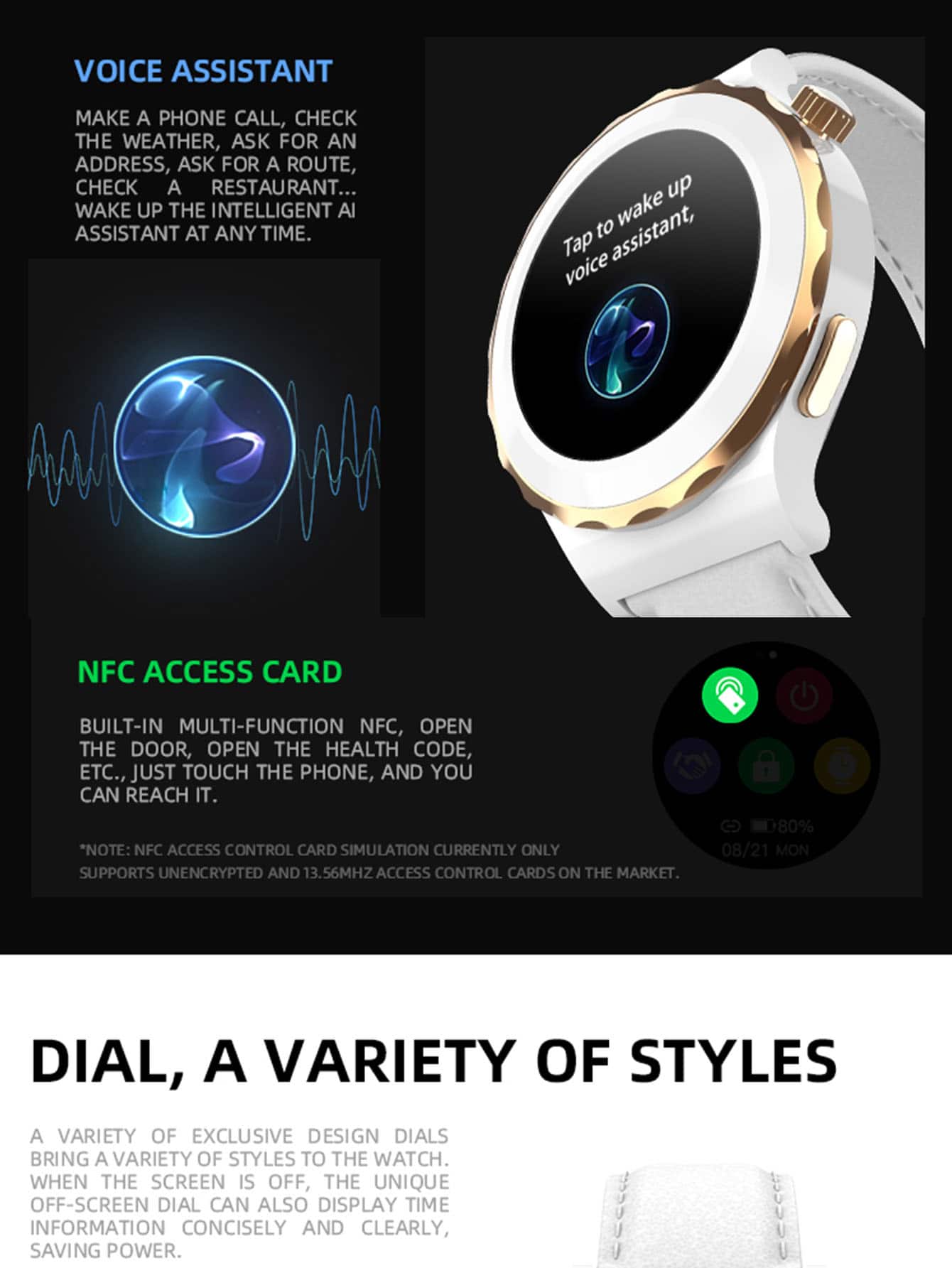 1pc White PU Polyurethane Strap Tft1.32 Smart Watch With Multifunctional Round Dial For Heart Rate Monitoring And Sleep Tracking, Compatible With Androids iphone.