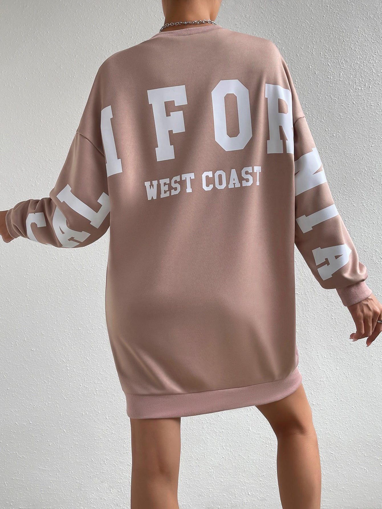 Letter Graphic Drop Shoulder Sweatshirt Dress