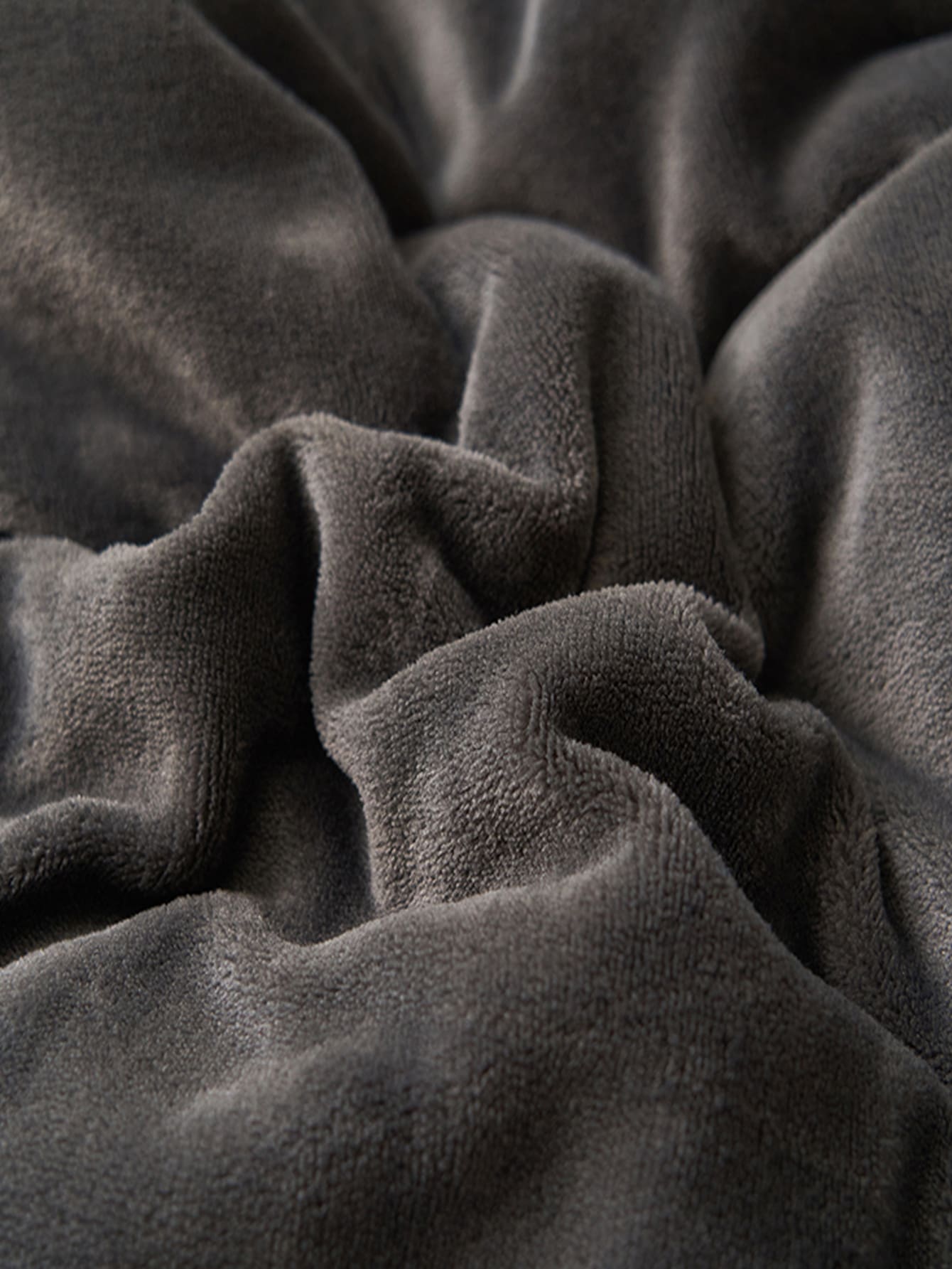 1pc Solid Fuzzy Blanket, Dark Grey Warm Sleeping Blanket For Bedroom