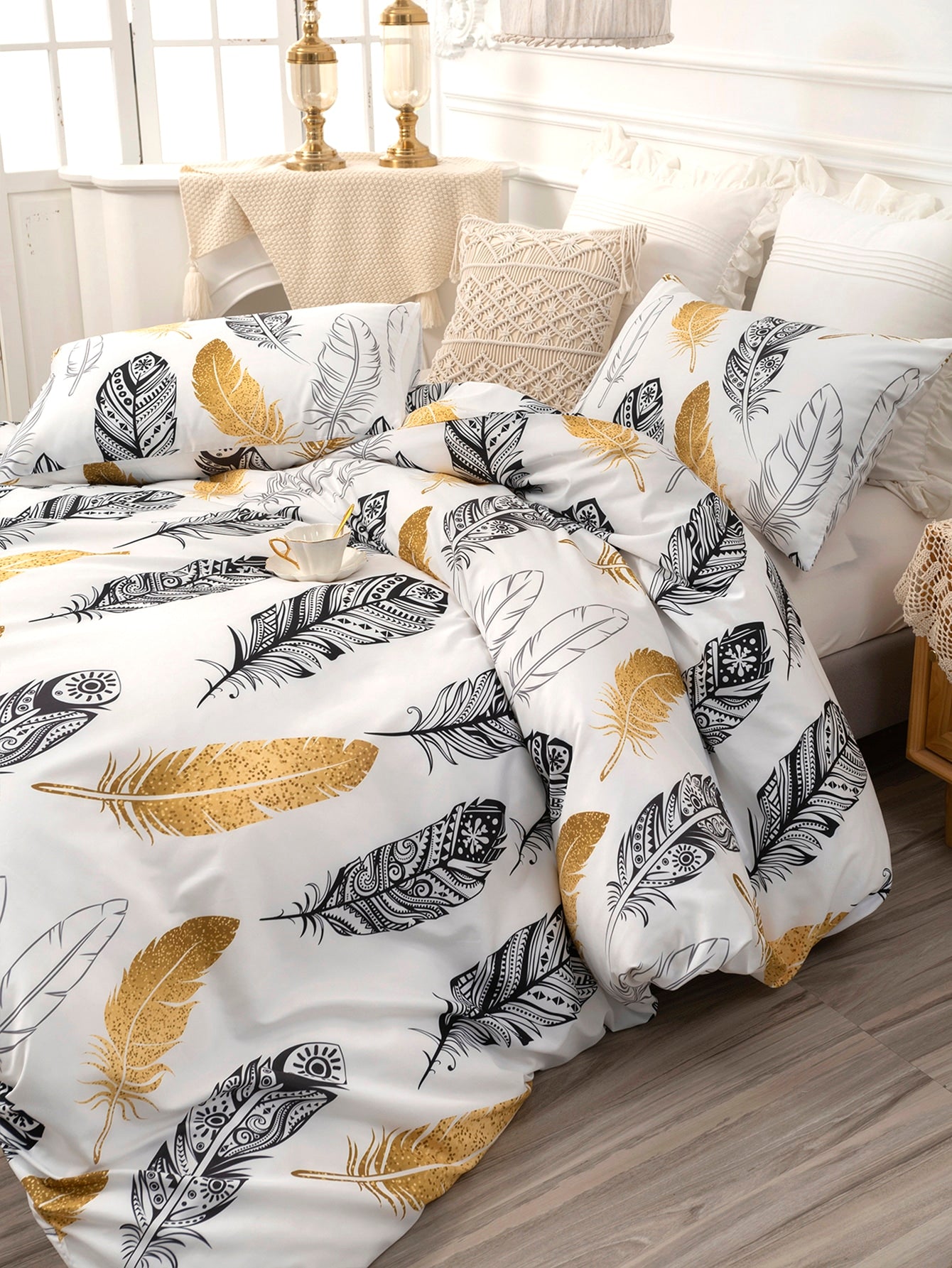 Feather Pattern Duvet Cover Set Without Filler