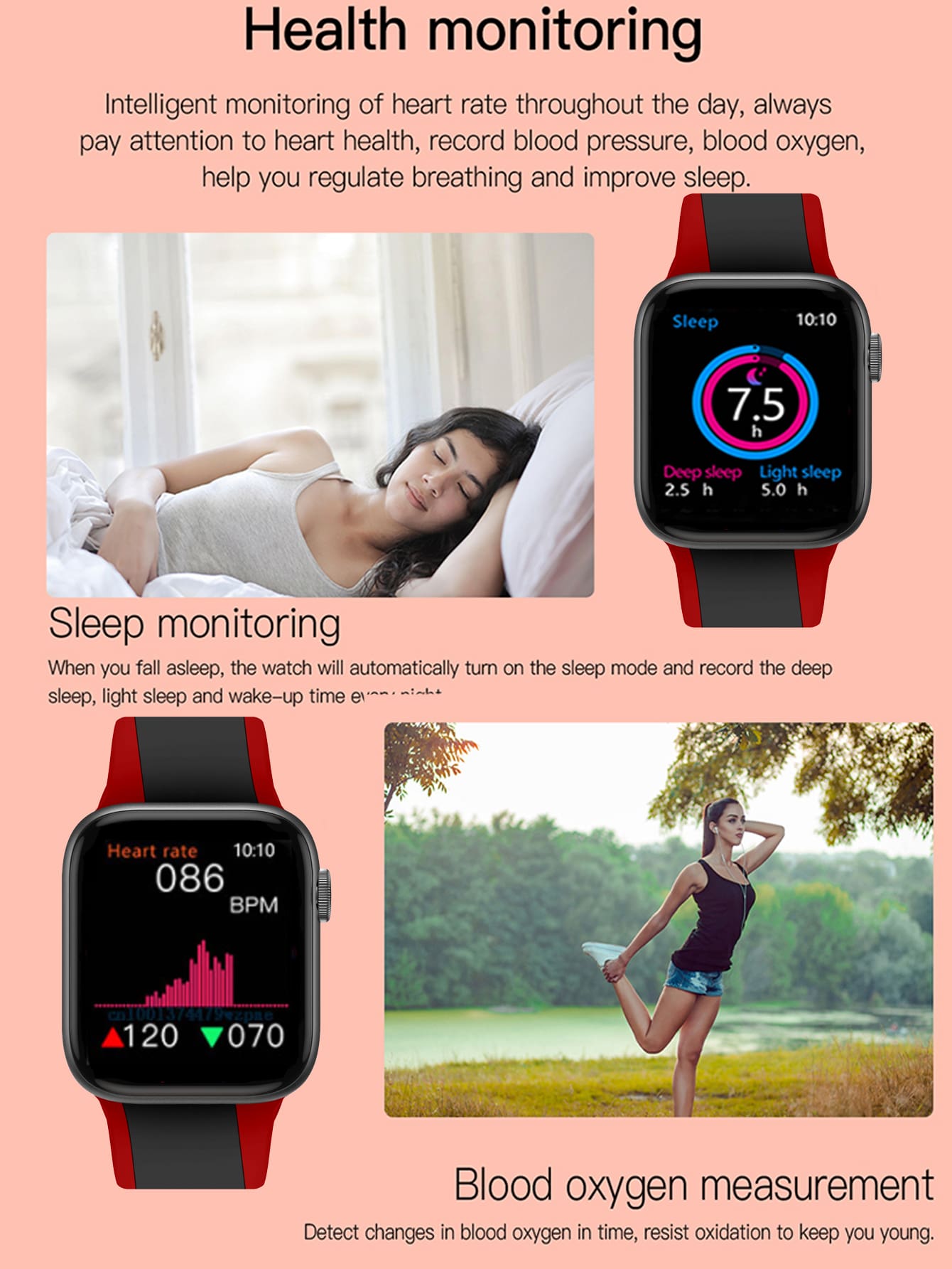 1pc Women Men Silicone Watch Strap With Step Count Calorie Call Heart Rate Sleep Blood Pressure Blood Oxygen Monitoring Multifunctional Exercise H9 1.85 Inch Lcd Screen Smart Watch, Compatible With Android And Apple Systems