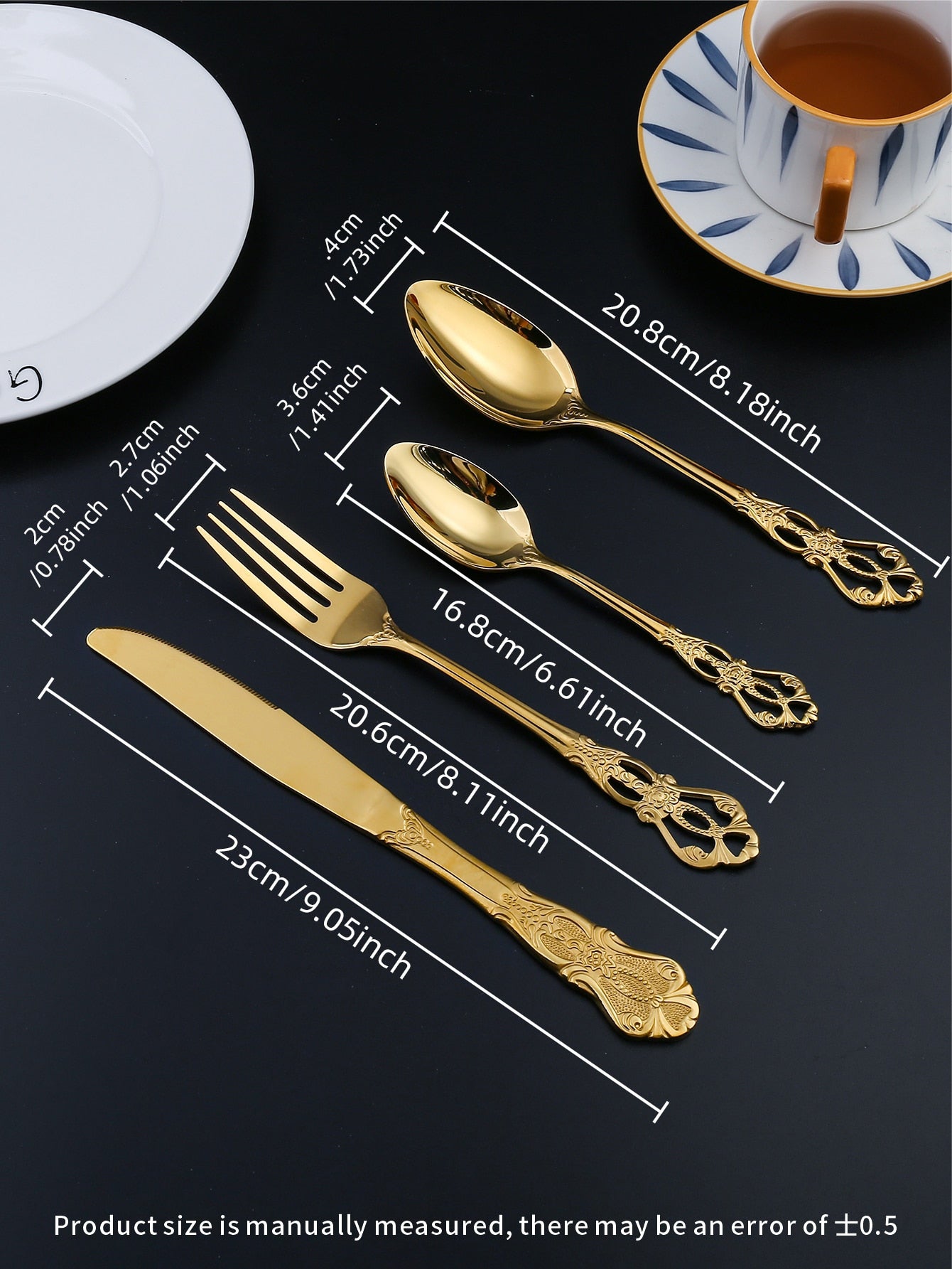 4pcs Hollow Stainless Steel Cutlery, European Palace Style Gold Flatware Set For Dining