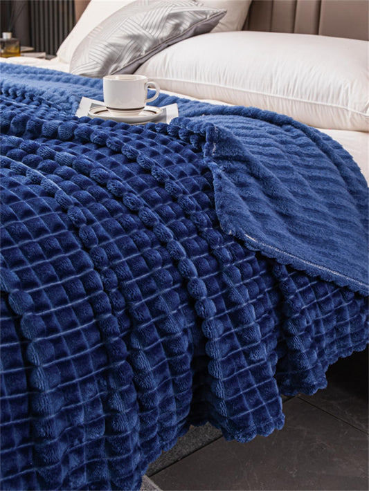 1pc Solid Fuzzy Blanket, Royal Blue Comfortable Bed Sleeping Blanket, For Bedroom