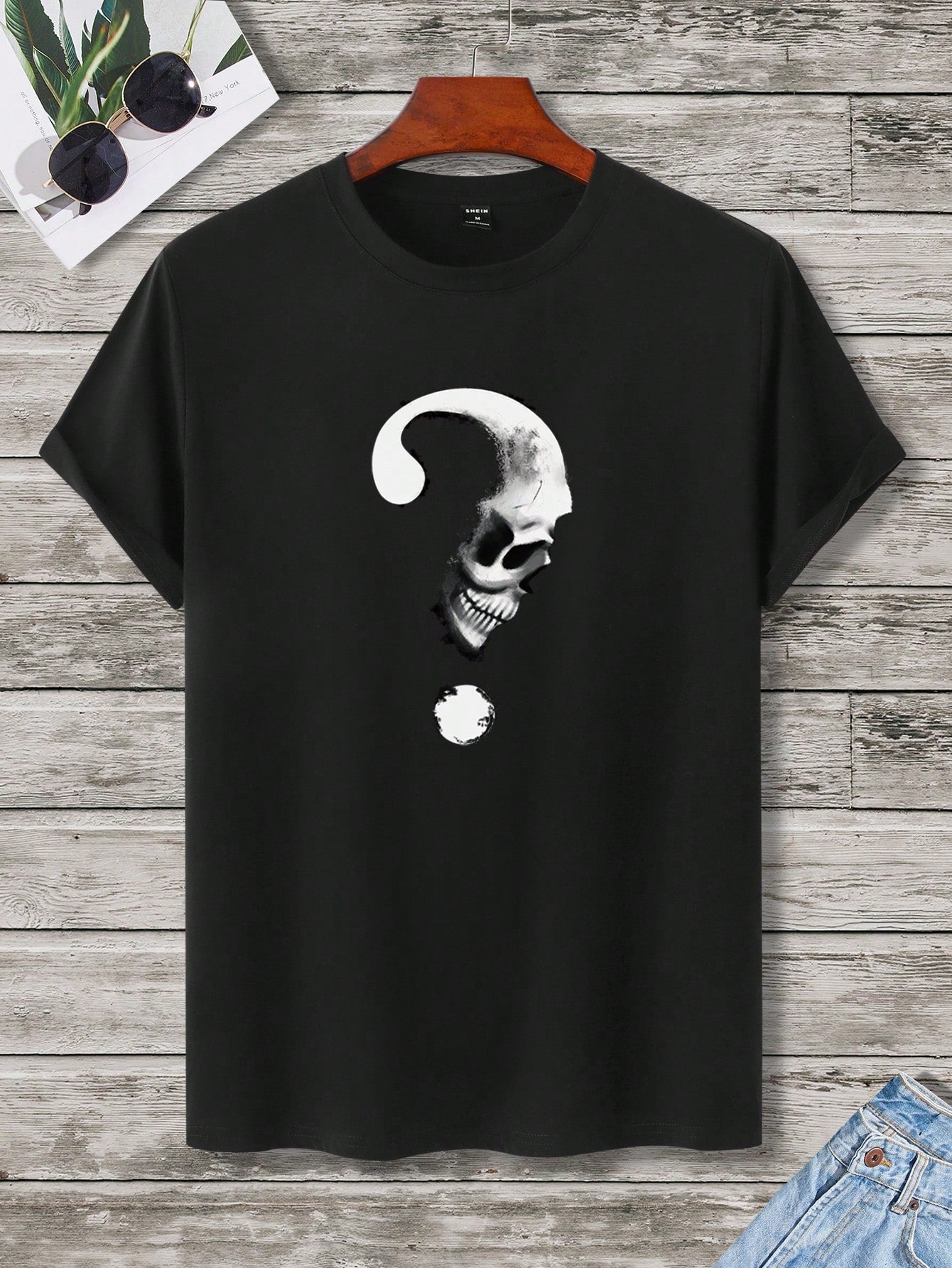 Men Cotton Skull Print Tee, Halloween Men's wear