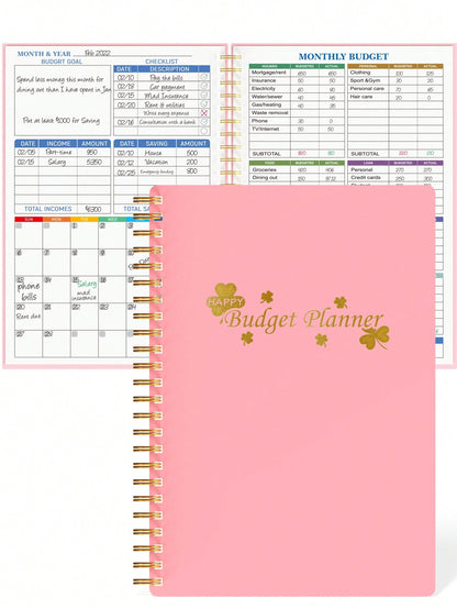 1pc Schedule Spiral Notebook, Leaf Pattern Budget Planner For Home, Office