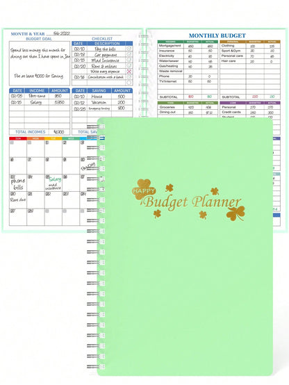 1pc Schedule Spiral Notebook, Leaf Pattern Budget Planner For Home, Office