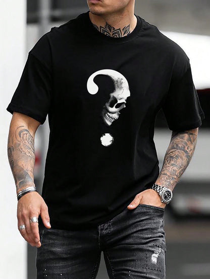 Men Cotton Skull Print Tee, Halloween Men's wear