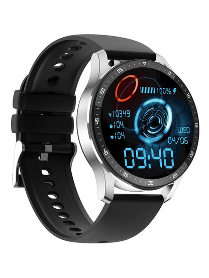 1pc Black Silicone Strap Sporty Heart Rate Monitoring And Sleep Tracking Multi-function Round Dial Smart Watch, Compatible With Androids iPhone