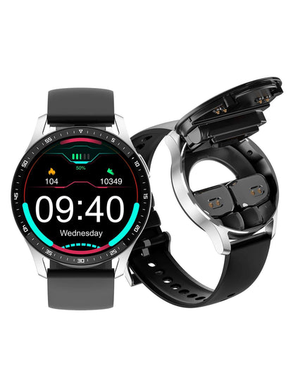 1pc Black Silicone Strap Sporty Heart Rate Monitoring And Sleep Tracking Multi-function Round Dial Smart Watch, Compatible With Androids iPhone