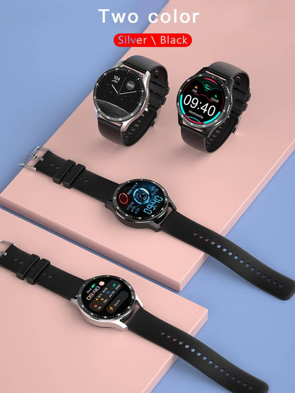 1pc Black Silicone Strap Sporty Heart Rate Monitoring And Sleep Tracking Multi-function Round Dial Smart Watch, Compatible With Androids iPhone