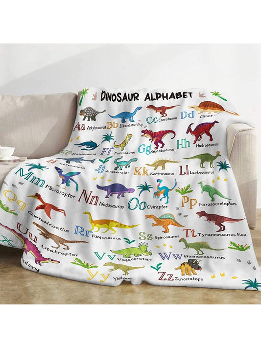 1pc Dinosaur Print Blanket, Modern Fabric Soft & Warm Blanket For Living Room And Bedroom