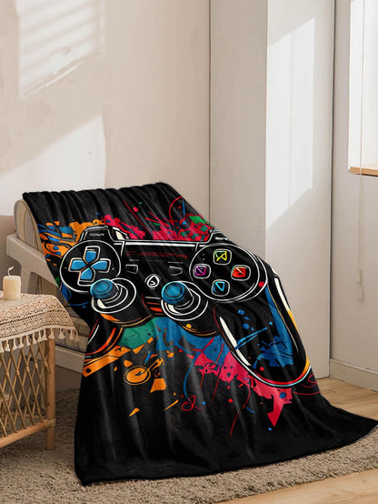 1pc Gamepad Pattern Blanket, Colorful Polyester Soft Throw Blanket For Household