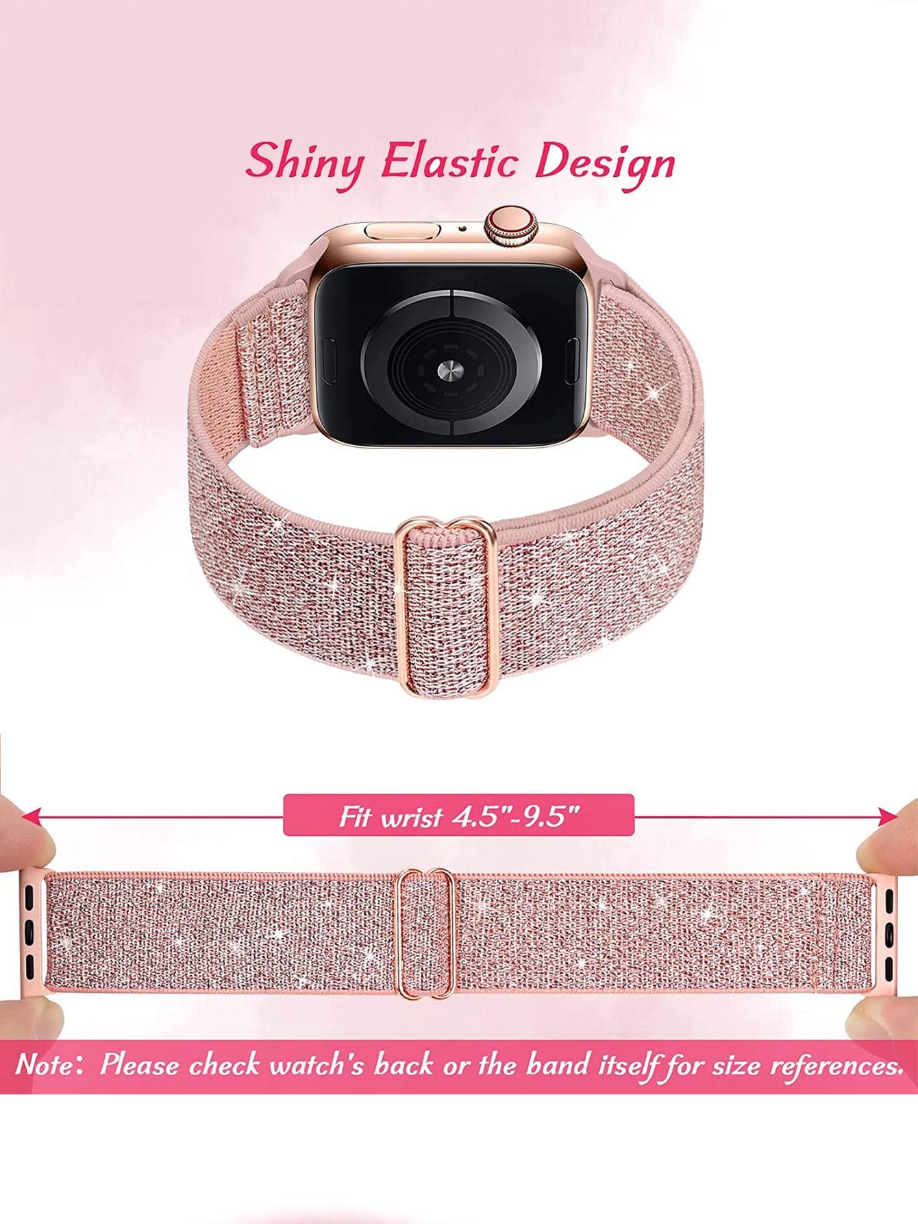 Pink Blingbling Bright Color Smart Watch Band Compatible With Apple, Samsung And Fitbit