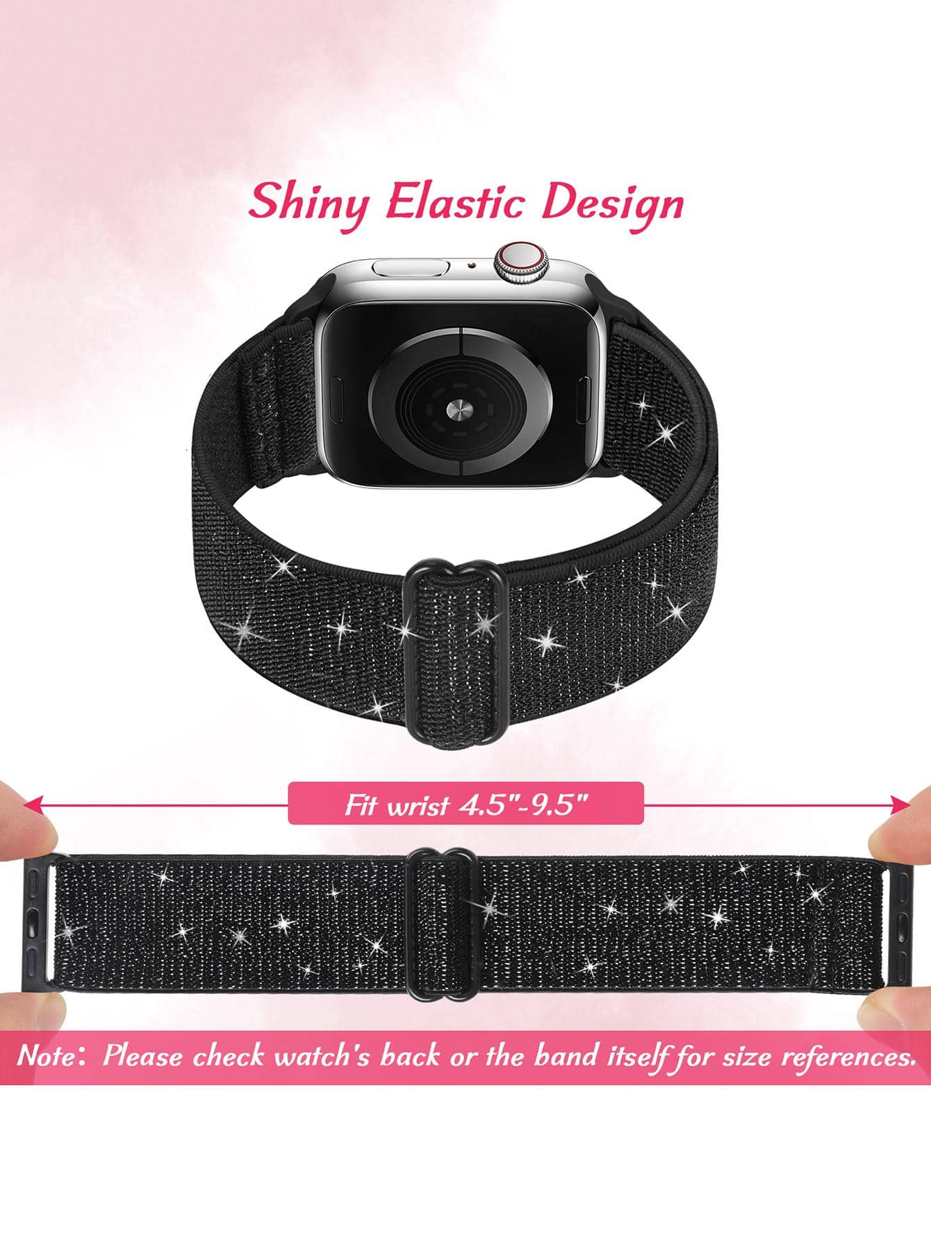 Pink Blingbling Bright Color Smart Watch Band Compatible With Apple, Samsung And Fitbit