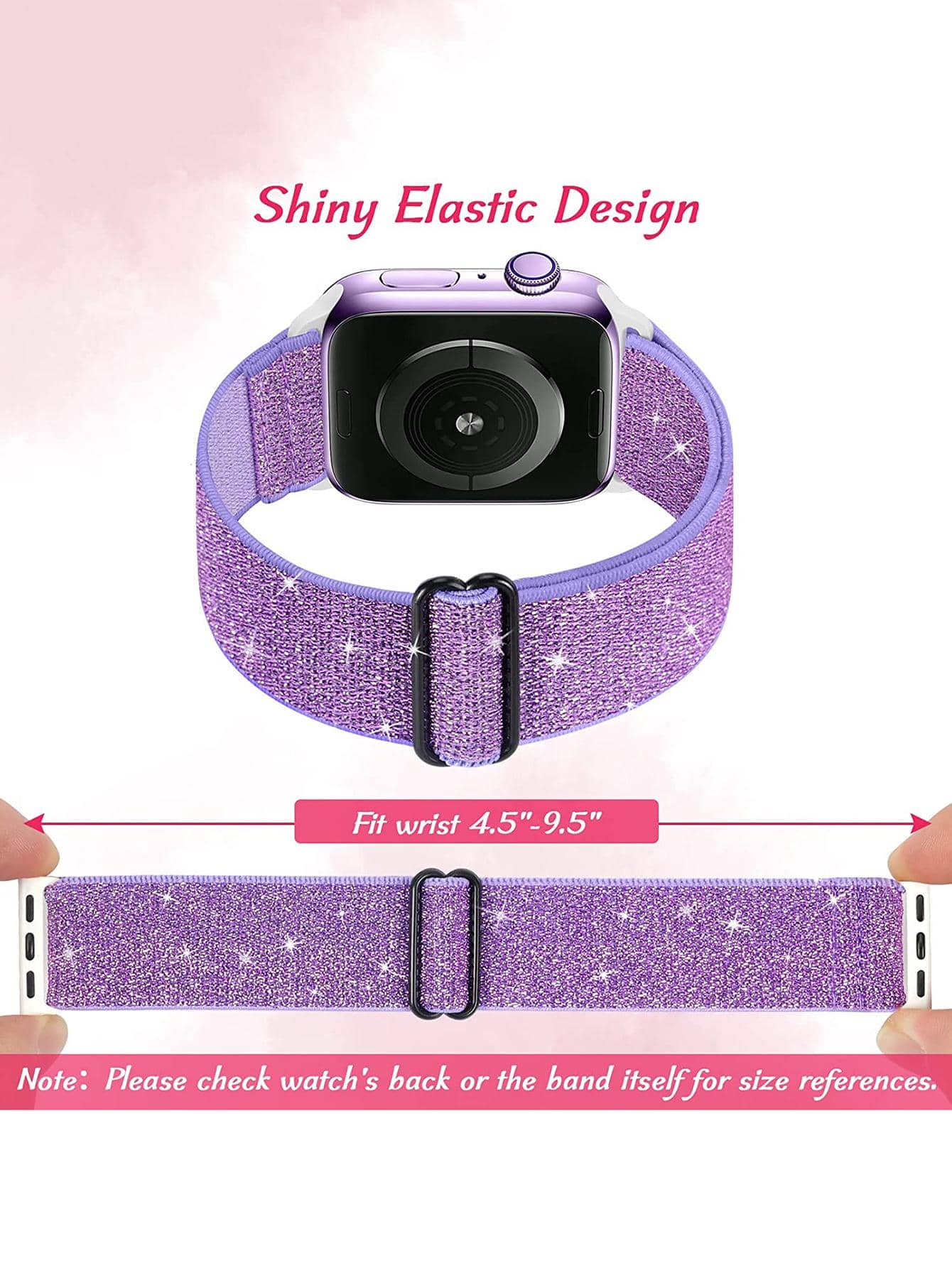 Pink Blingbling Bright Color Smart Watch Band Compatible With Apple, Samsung And Fitbit