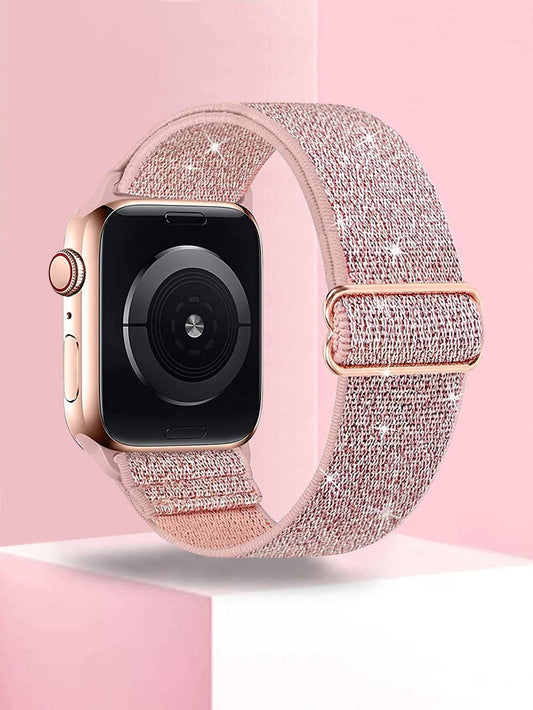 Pink Blingbling Bright Color Smart Watch Band Compatible With Apple, Samsung And Fitbit