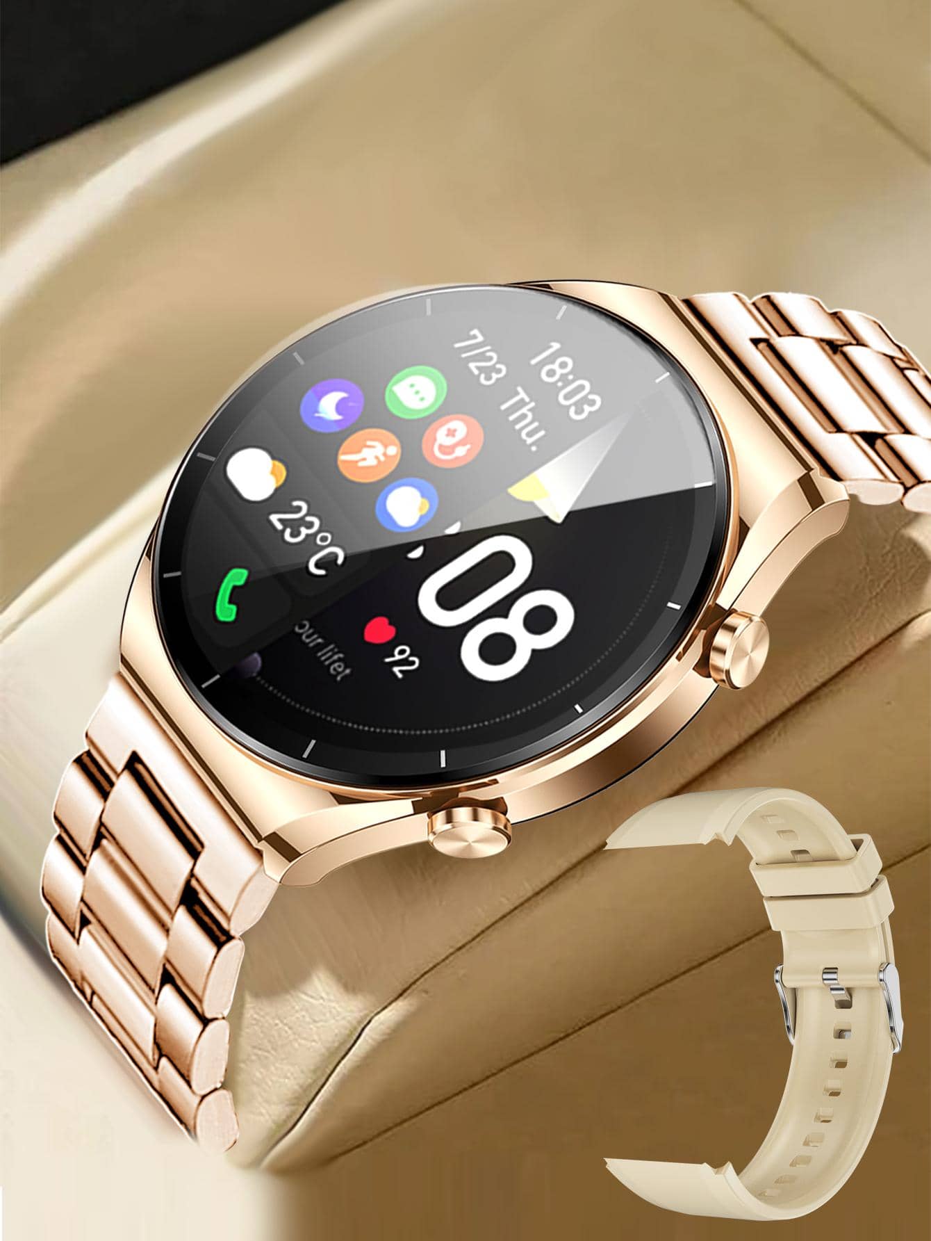 Heart Rate Monitor Round Smart Watch