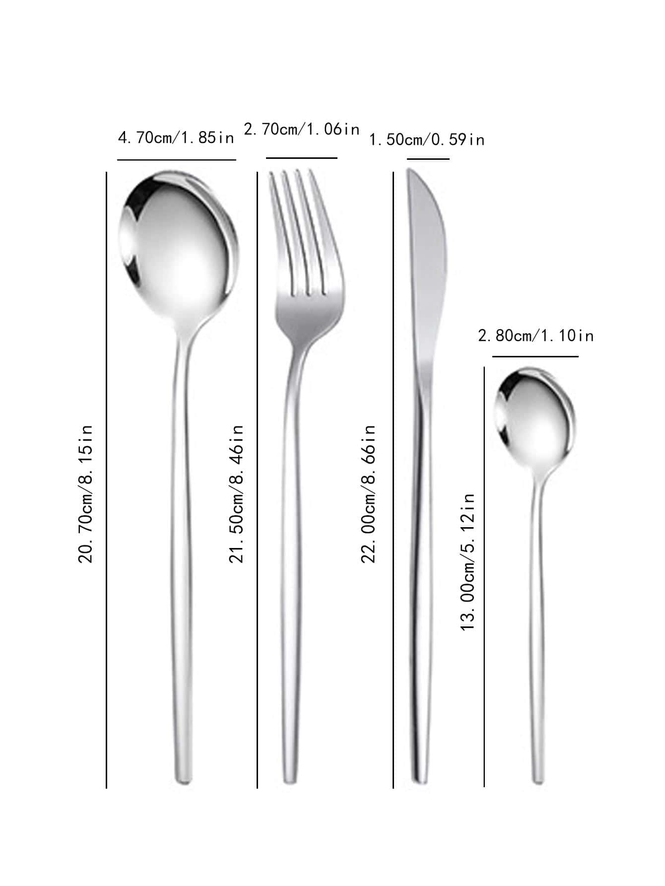 24pcs Stainless Steel Cutlery Set, Knife Fork & Spoon Set, Suitable For Home Kitchen, Restaurant, Hotel Utensil Set