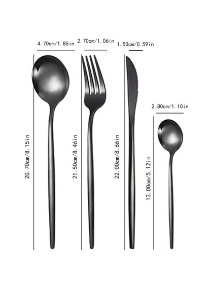 24pcs Stainless Steel Cutlery Set, Knife Fork & Spoon Set, Suitable For Home Kitchen, Restaurant, Hotel Utensil Set