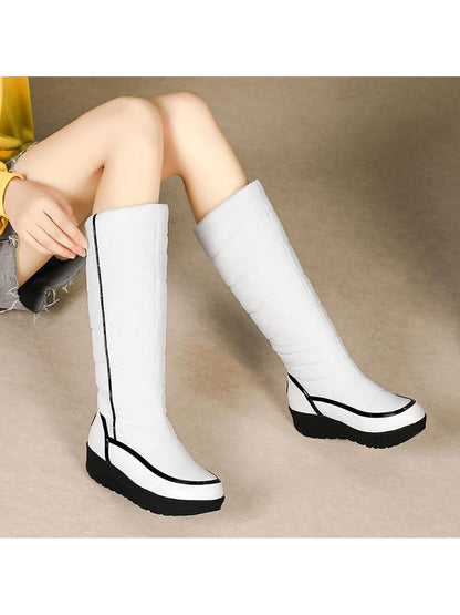 Women Non-slip Slip On High-top Snow Boots, Fashionable Outdoor Fabric Snow Boots