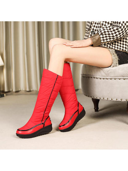 Women Non-slip Slip On High-top Snow Boots, Fashionable Outdoor Fabric Snow Boots