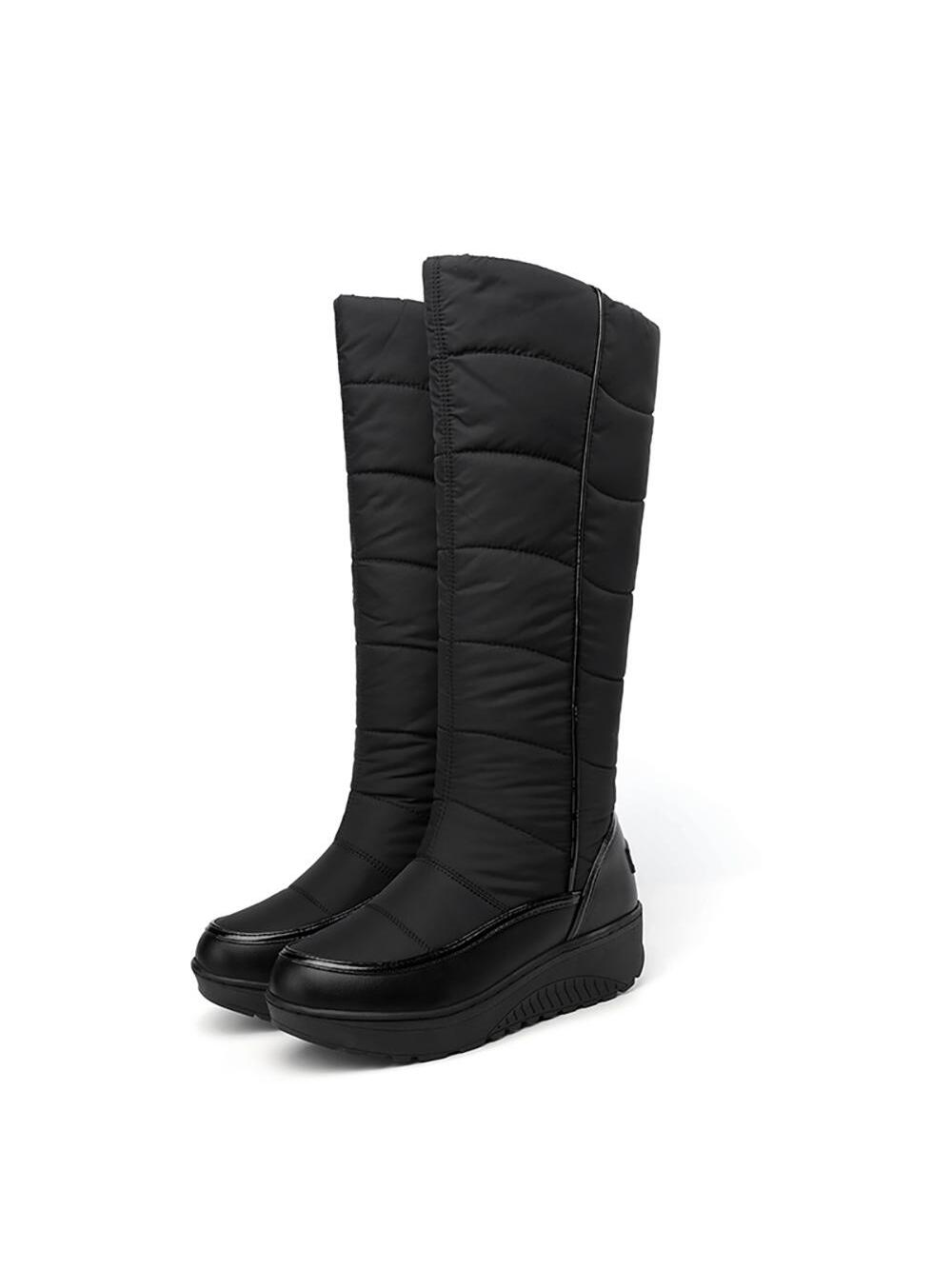 Women Non-slip Slip On High-top Snow Boots, Fashionable Outdoor Fabric Snow Boots