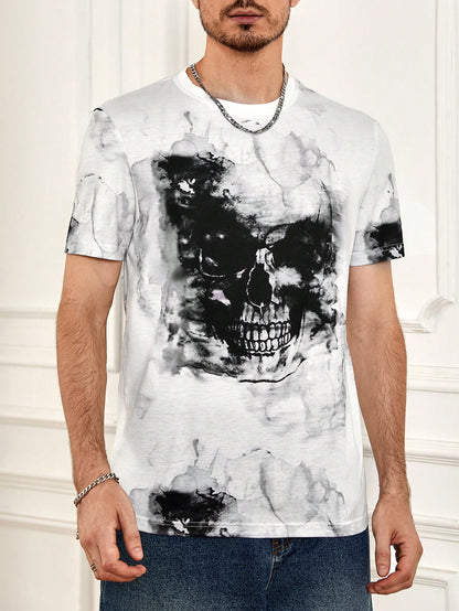 Manfinity LEGND Men Skull Print Tee, Halloween Tshirt, Skull Halloween Menswear