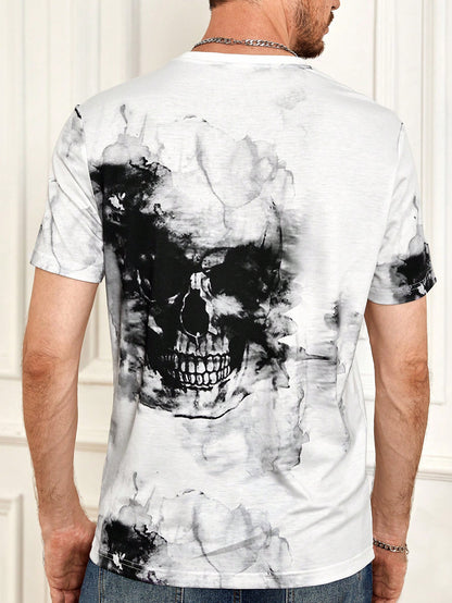 Manfinity LEGND Men Skull Print Tee, Halloween Tshirt, Skull Halloween Menswear