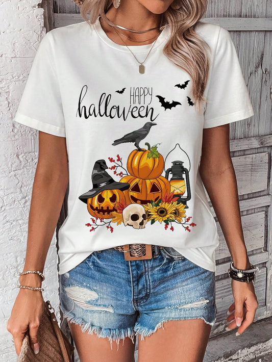 Halloween Print Tee , Halloween women T-shirt, Halloween wear