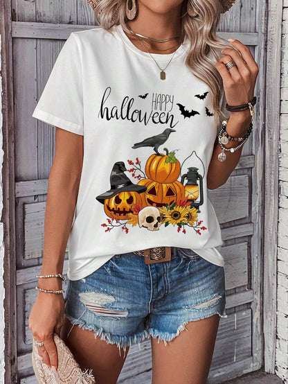 Halloween Print Tee , Halloween women T-shirt, Halloween wear