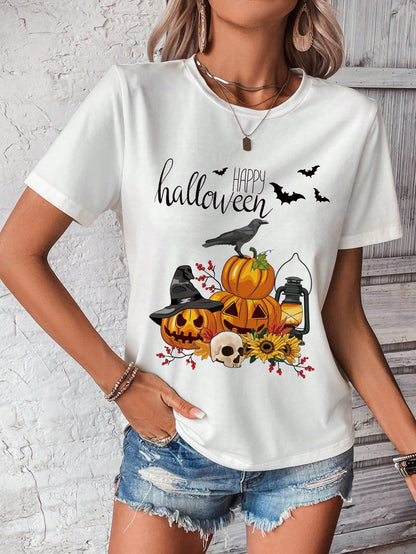 Halloween Print Tee , Halloween women T-shirt, Halloween wear