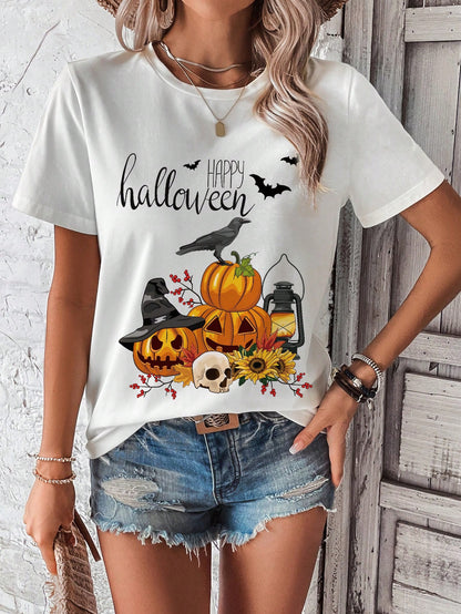 Halloween Print Tee , Halloween women T-shirt, Halloween wear