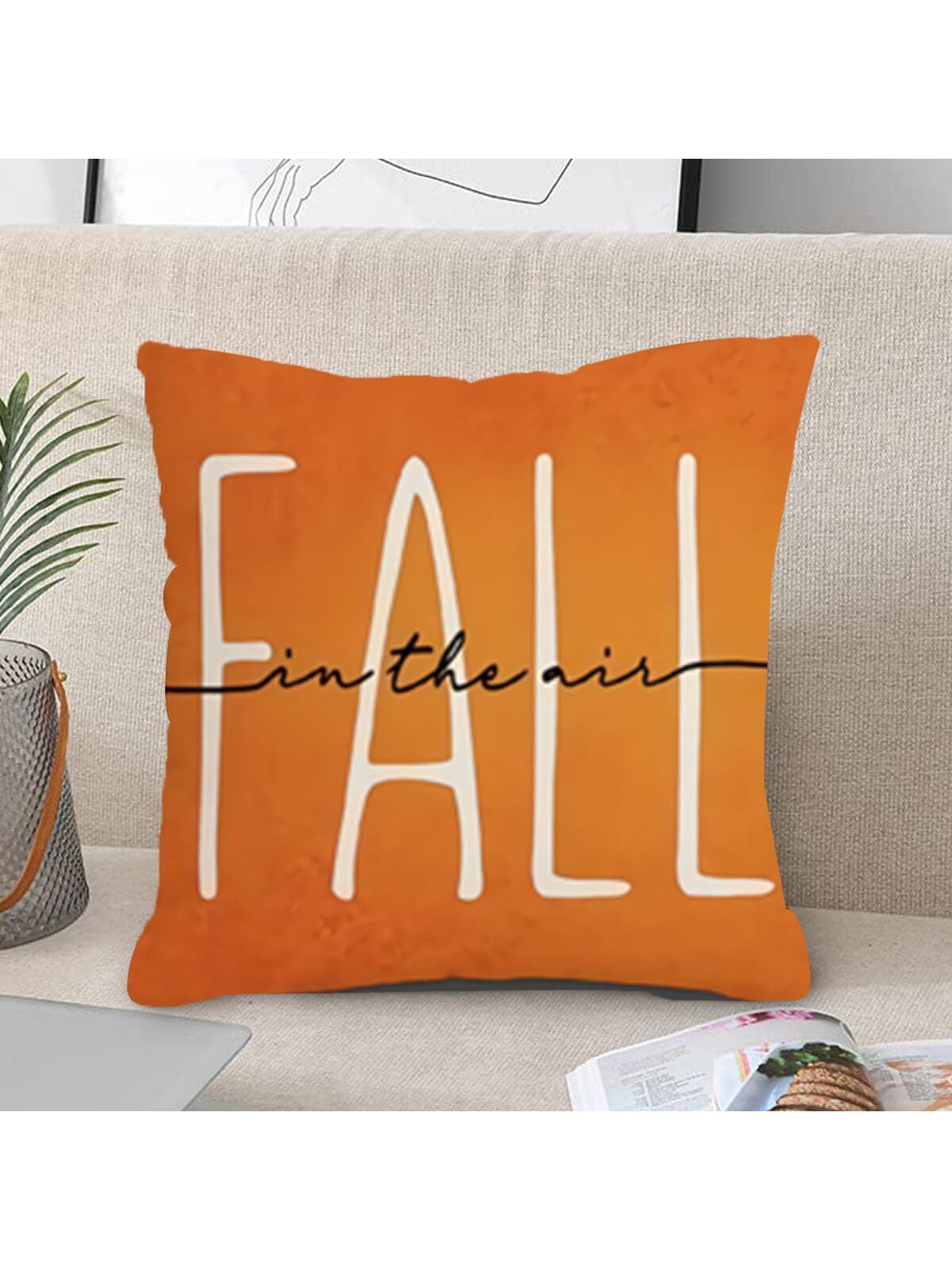 1pc Fall themed Letter Printed Cushion Cover For Bedroom Living Room Outdoor Home Decorative Purposes Pillow Case Without Filling