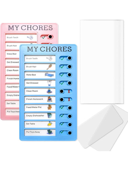 10Pcs+1Pc/Set Pink Portable Chore Chart Memo Board, To Do List Checklist Board Detachable Reusable Plastic DIY Message Home Travel Planning Reminder Chart