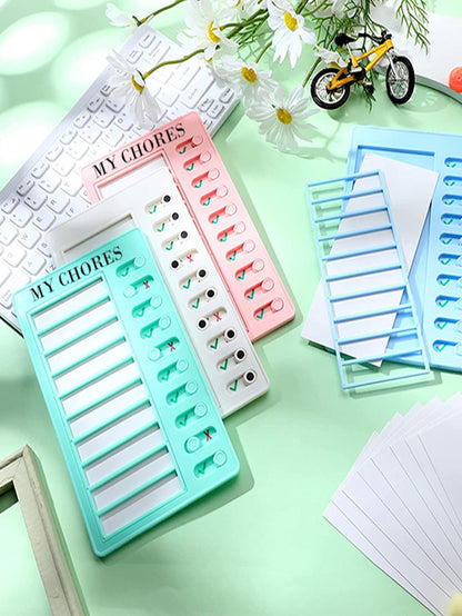 10Pcs+1Pc/Set Pink Portable Chore Chart Memo Board, To Do List Checklist Board Detachable Reusable Plastic DIY Message Home Travel Planning Reminder Chart