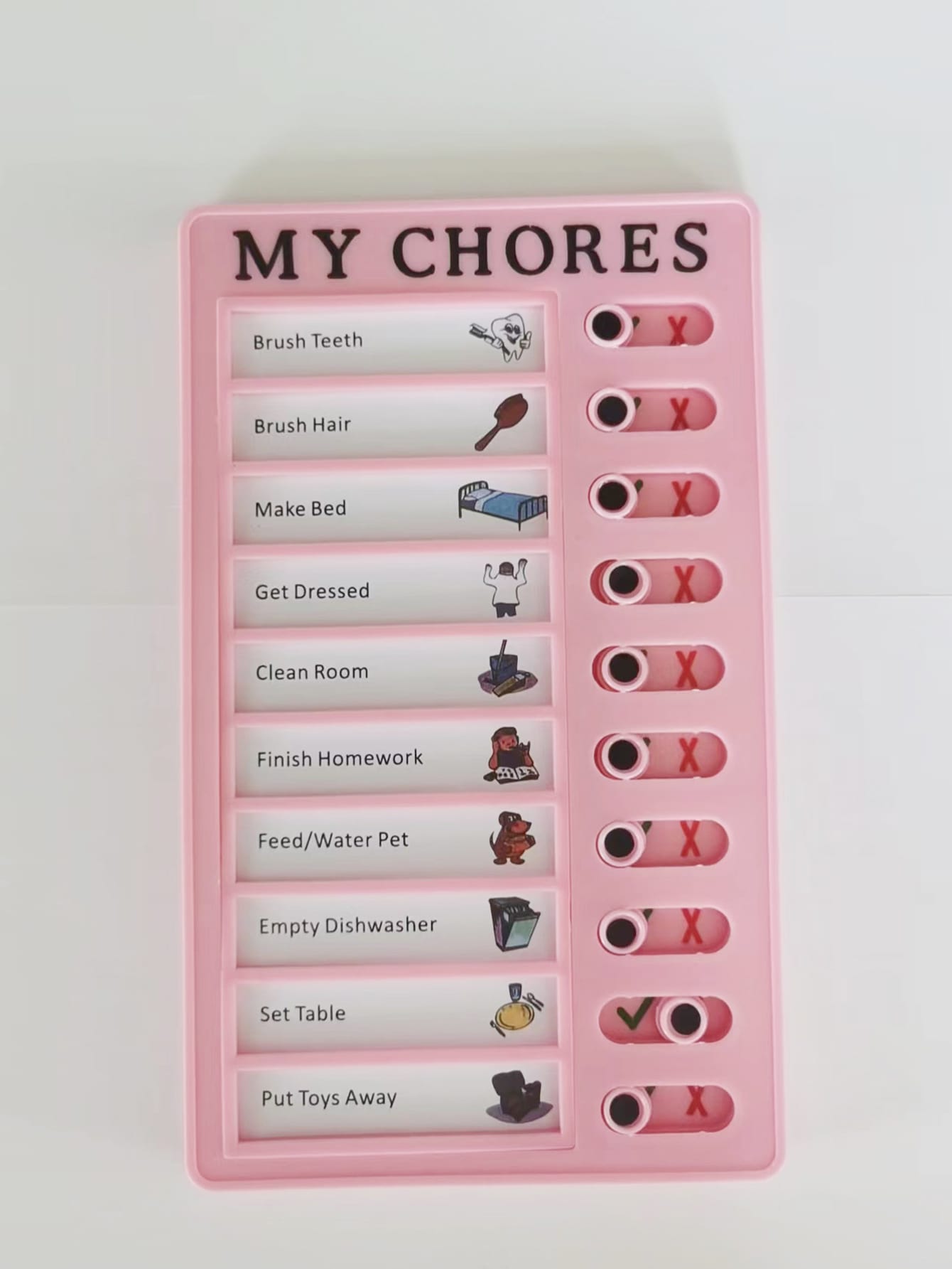 10Pcs+1Pc/Set Pink Portable Chore Chart Memo Board, To Do List Checklist Board Detachable Reusable Plastic DIY Message Home Travel Planning Reminder Chart