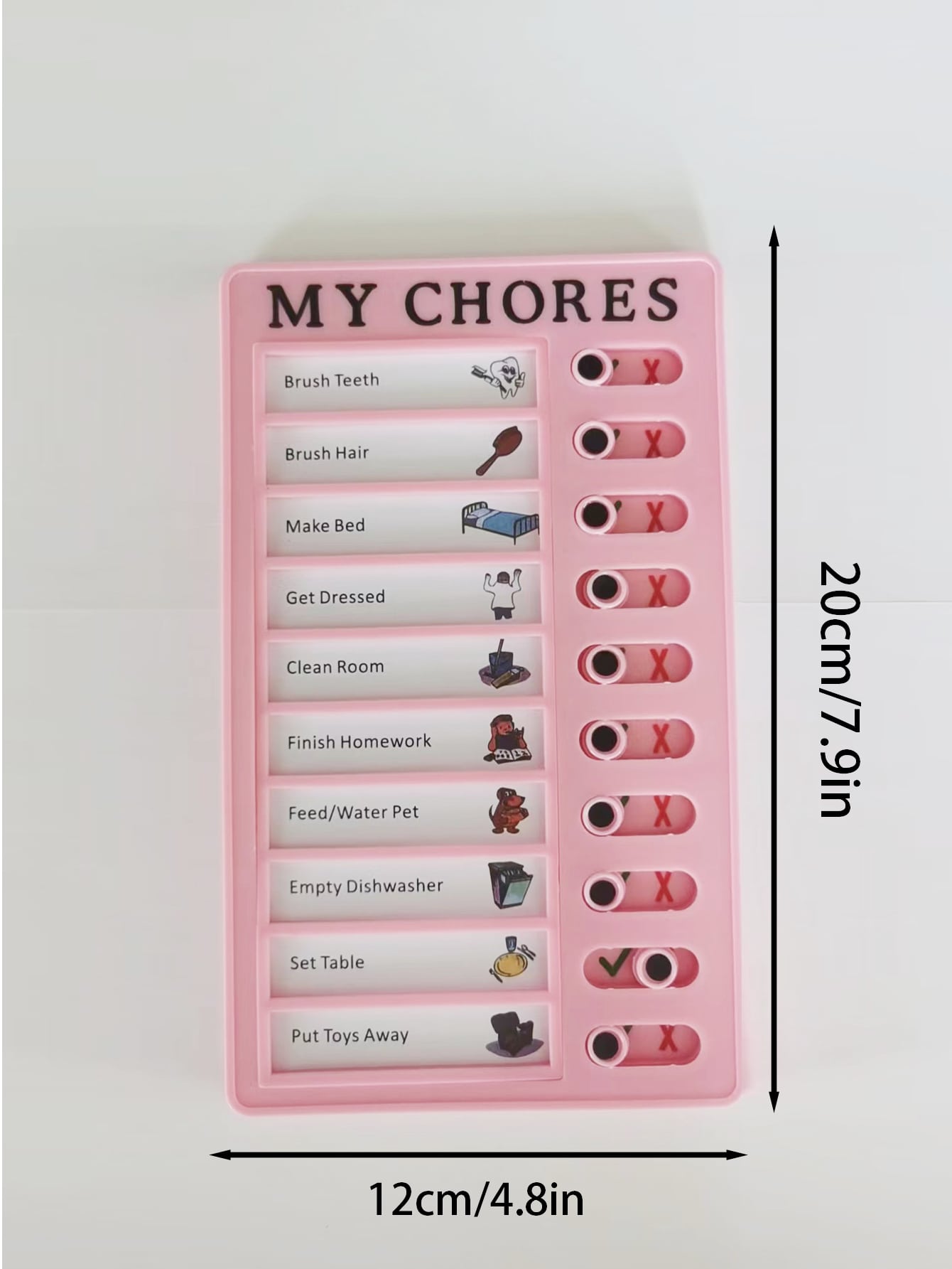 10Pcs+1Pc/Set Pink Portable Chore Chart Memo Board, To Do List Checklist Board Detachable Reusable Plastic DIY Message Home Travel Planning Reminder Chart