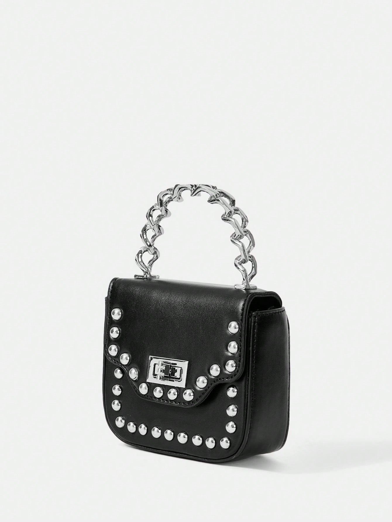 Mini Square Bag Twist Lock Studded Decor Punk Style