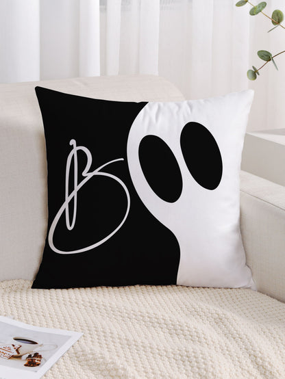 1pc Ghost Boo Printed Plush Fabric Modern Decorative Pillowcase For Sofa Chair Car Bed