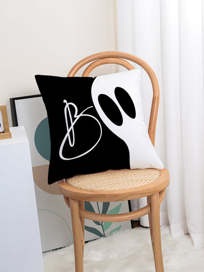 1pc Ghost Boo Printed Plush Fabric Modern Decorative Pillowcase For Sofa Chair Car Bed