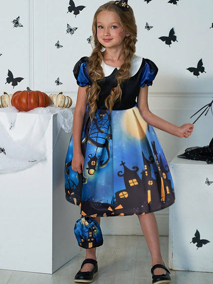 Young Girls Halloween Costume Dress Featuring Halloween Element But Without Hair Accessories