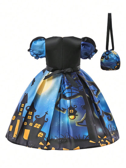 Young Girls Halloween Costume Dress Featuring Halloween Element But Without Hair Accessories