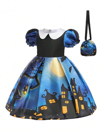 Young Girls Halloween Costume Dress Featuring Halloween Element But Without Hair Accessories